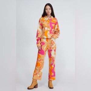 Another Girl Eco Psychedelic High Waisted Floral Jeans Eco size 6